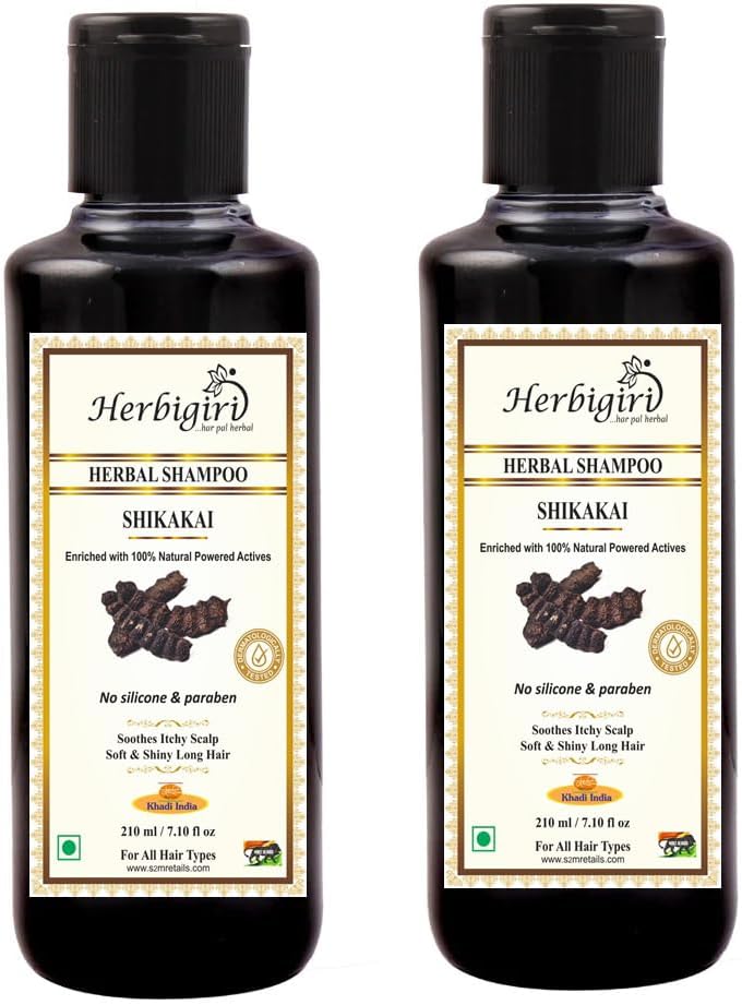 Herbigiri Herbal Shikakai Shampoo 210 ml Each, Pack Of 2