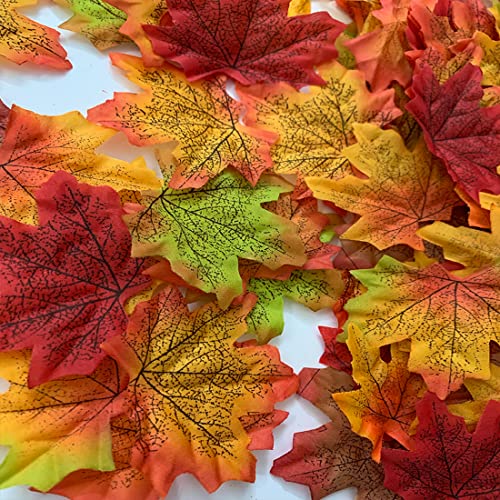 RUIXUE® About 400pcs Artificial Maple Leaves in Autumn Colors - Image 4