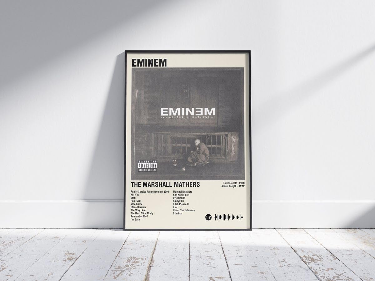 Craft Maniacs EMINEMM MARSHALL SONG LIST A4 FRAMED MATT LAMINATED POSTER FOR ROOM DECOR & GIFTING