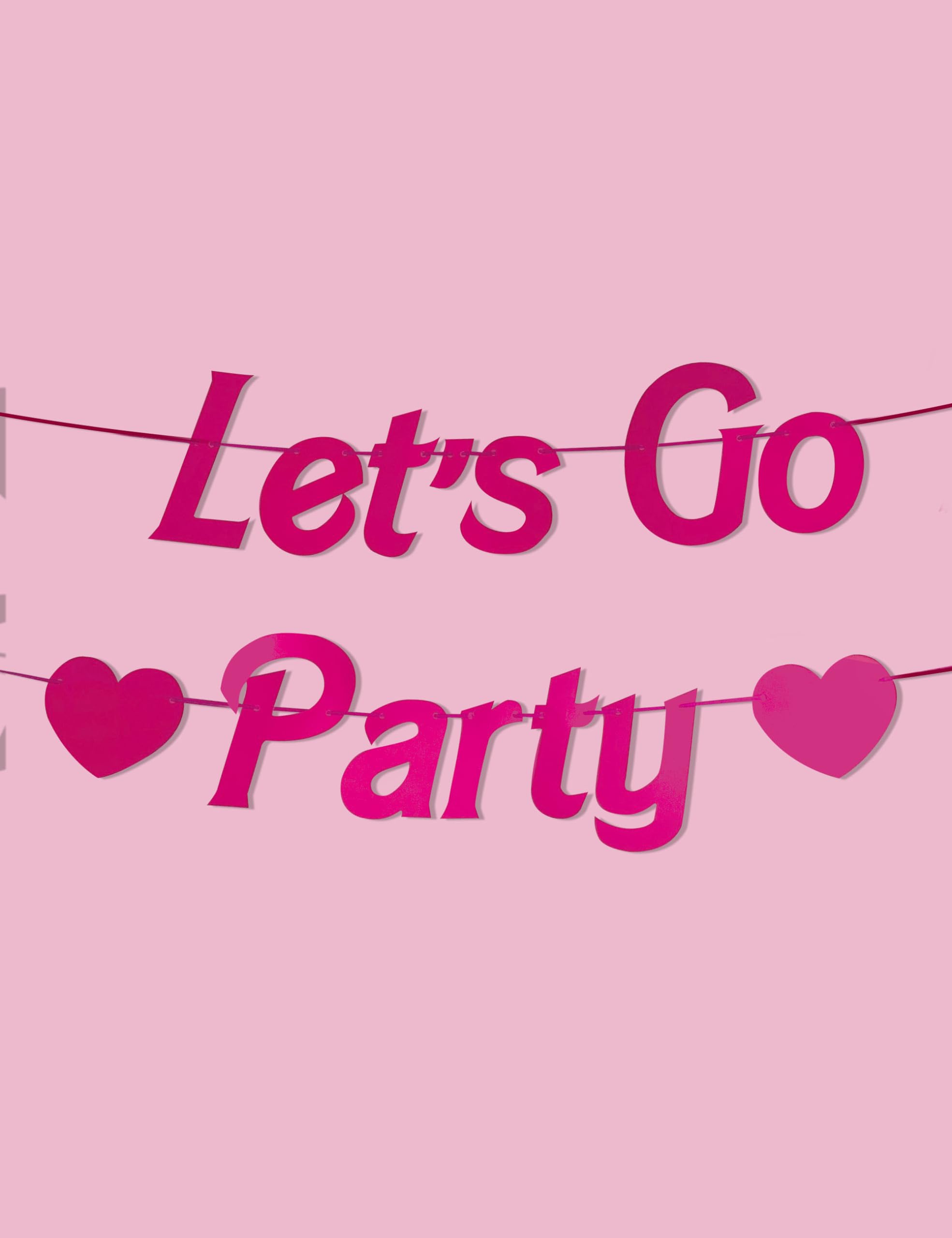 HOUSE OF PARTY Let's Go Party Banner - 5 Ft | Pink Glitter Bachelorette Party for Decoration | Girls Banner for Photo Props, Birthday & Halloween Decorations Party Banner (Pink)