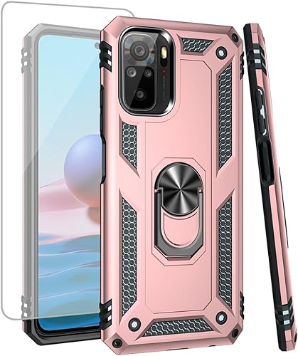 Zoeirc Funda para Redmi Note 10 4GNote 10S M2101K7BG con protector de pantalla de vidrio templado grado militar Funda protectora magnética para