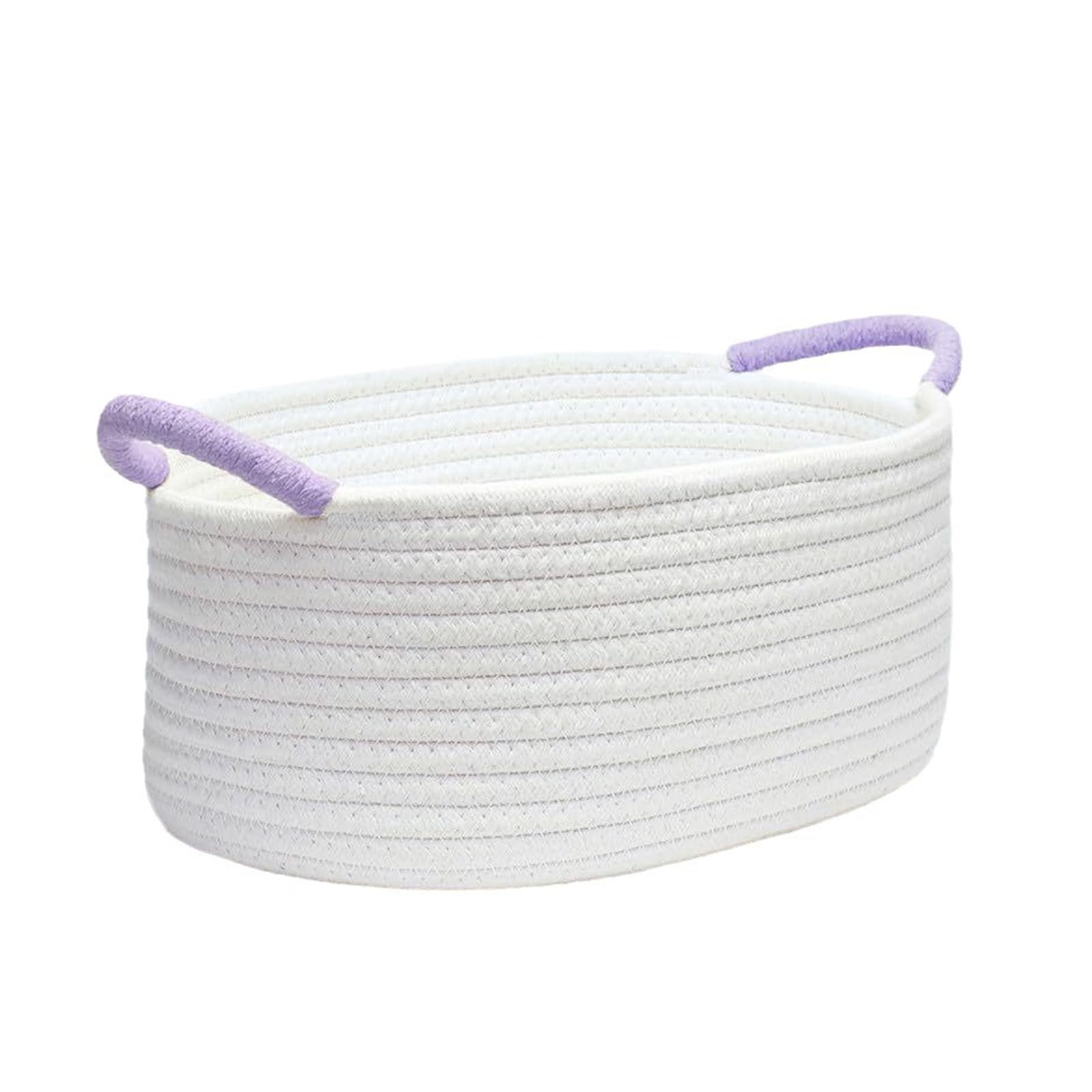 Mekalero A Cotton Rope Basket For Toy Clothes Baby Room Organiser Desktop Sundries Storage Solution With Portable Handle Birthday Gift Basket