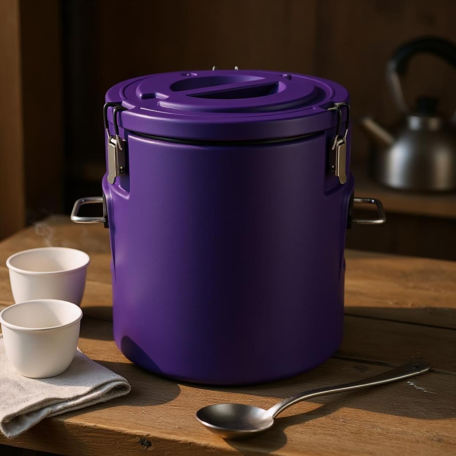 Contenitore Termico Isolato Contenitore Cibo Secchio Acciaio Inox Recipiente Termico Alimentare Coperchio con Blocco E Manici Adatto a Cucina Catering Mensa Aziendale, Blu, 48L