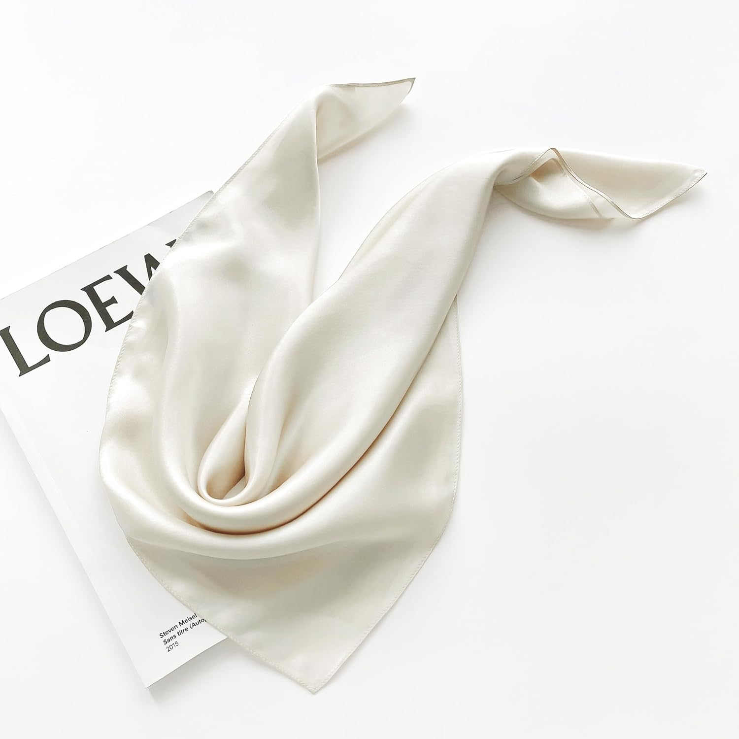 MEISEE Solid Color Mulberry Silk Scarf 20" Square Scarf Neck Scarf Hair Head Breathable Lightweight for Women Gift Packed - Image 3