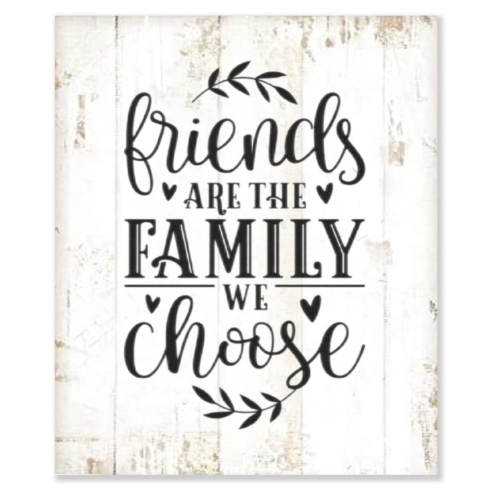 Yivxa Tin-108 Rustic Wood Sign Modern Farmhouse Wall Hanging Home Decor Friends Are The Family We Choose Bedroom Office School 8X8 Inch
