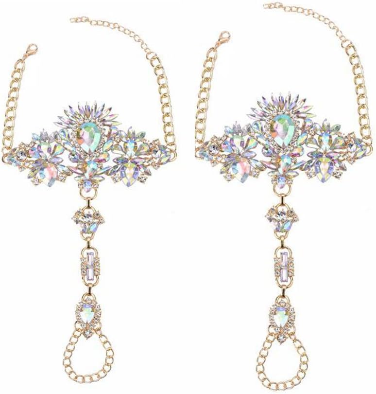 Crystal Foot Jewelry for Women Barefoot Sandals Beach Wedding Party Imitation Anklet Chain with Gift Box-JL01 Crystal-1