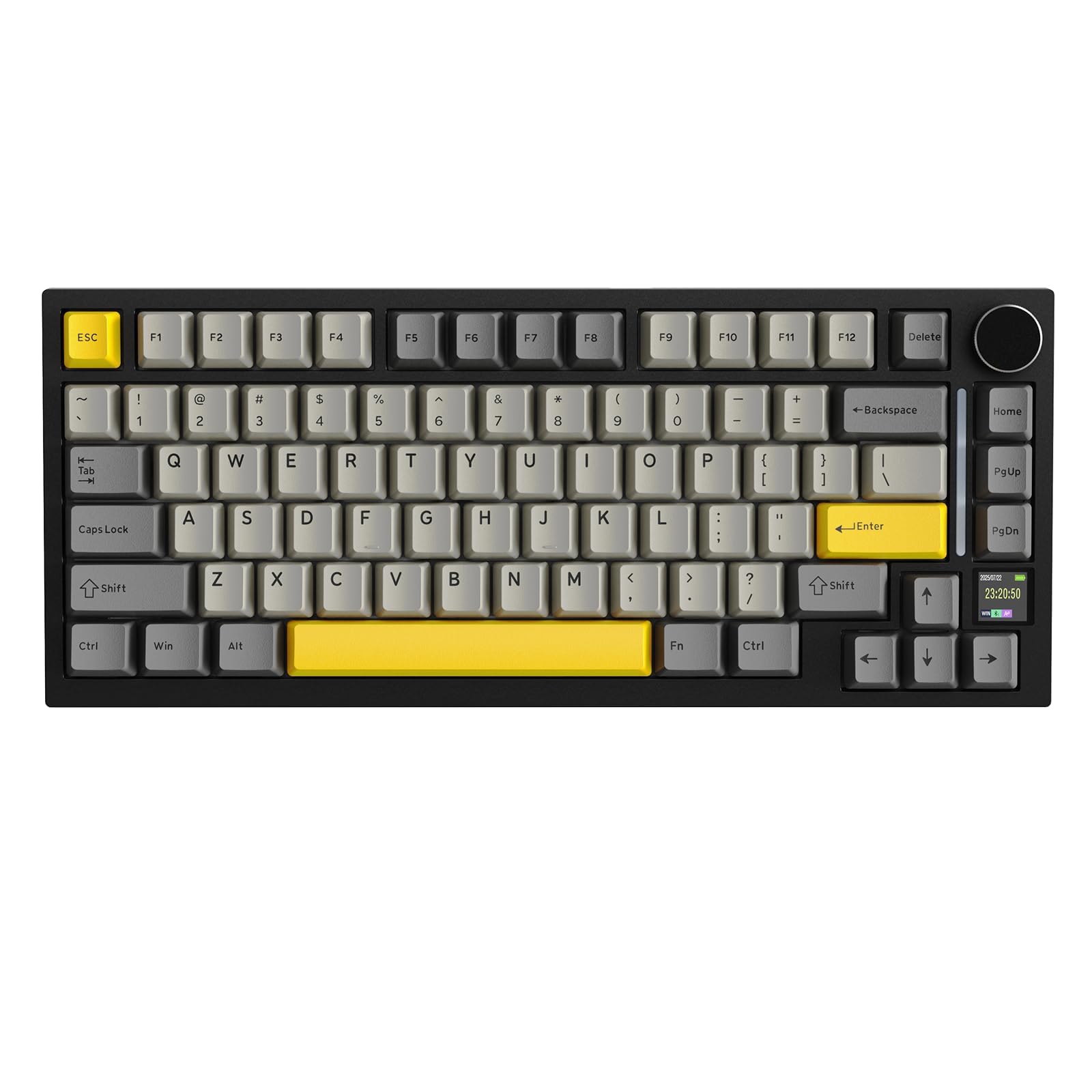 ATTACK SHARK X820 Ultra Clavier Mécanique sans Fil avec Écran TFT Intelligent & Molette, Clavier Gaming 75% Hot-Swappable, BT/2,4G/Câblé, LED RGB Orientation Sud, Touches PBT (Noir–Shark Switch)