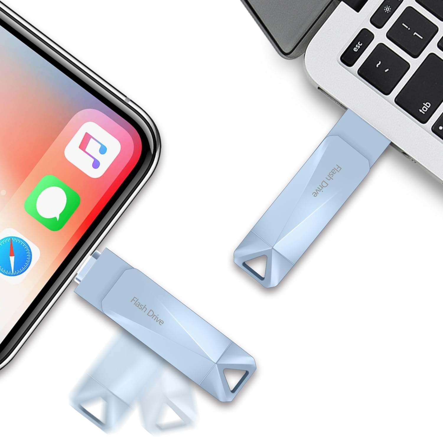 512GB Photo Stick for Phone, Qainerly USB Flash Drive for Phone All Models, 4-in-1 Design Transfer Storage, iPad/PC/Android
