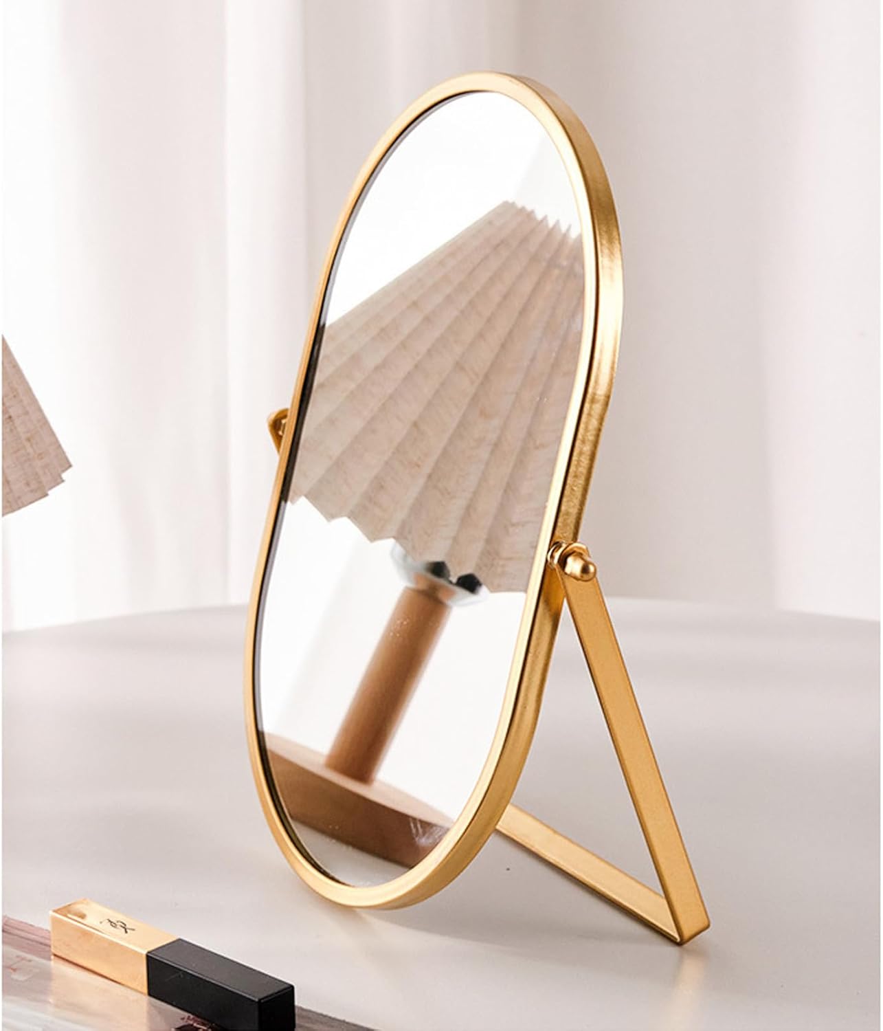 Tabletop Mirrors Makeup Mirror Portable Vanity with Metal Frame Desk Table Mirror with 180°Adjust Dressing Room Rotate Good for Bedroom Bathroom