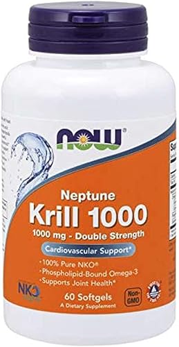 Now Foods Aceite de pescado Neptune Krill 1000 de 1000 miligramos, 60 cápsulas blandas (paquete de 2)