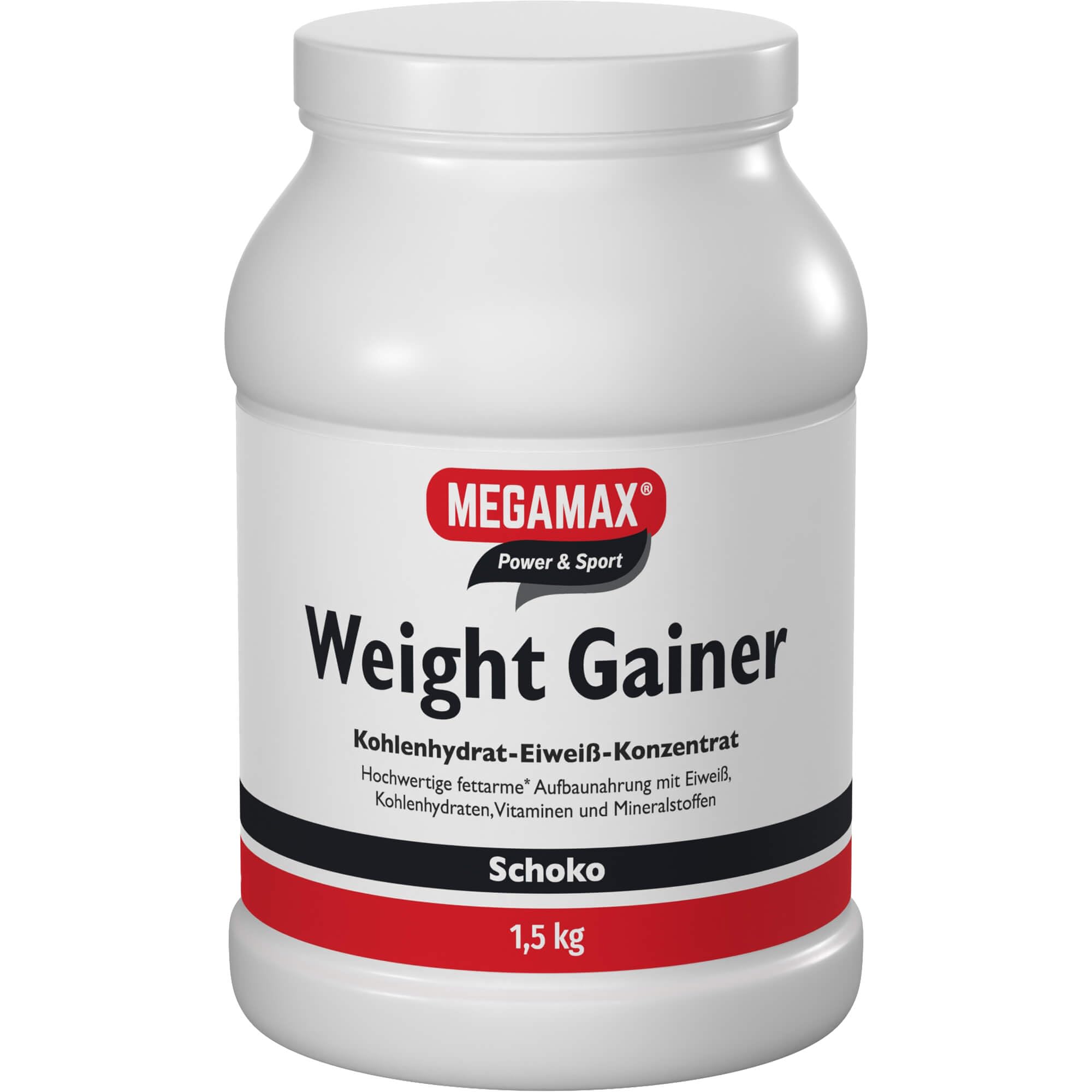 Megamax Weight Gainer Schoko 1,5 kg - Dein Mass Gainer zur Zubereitung eines fettarmen Kohlenhydrat-Eiweiß-Getränkes für Muskelmasse u. Gewichtszunahme Ideal zur Kräftigung und bei Untergewicht