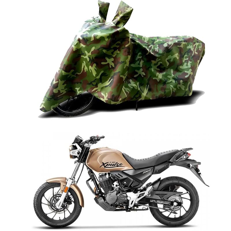 Image of 100% Water Resistant Bike Scooty Two Wheeler Body Cover Compatible for Hero XPulse 200T BS6 /UV-Rays /Heat Protection /Birds Dropping /Scratchproof /Dust Proof /Waterproof /All Varient[Green MJ]