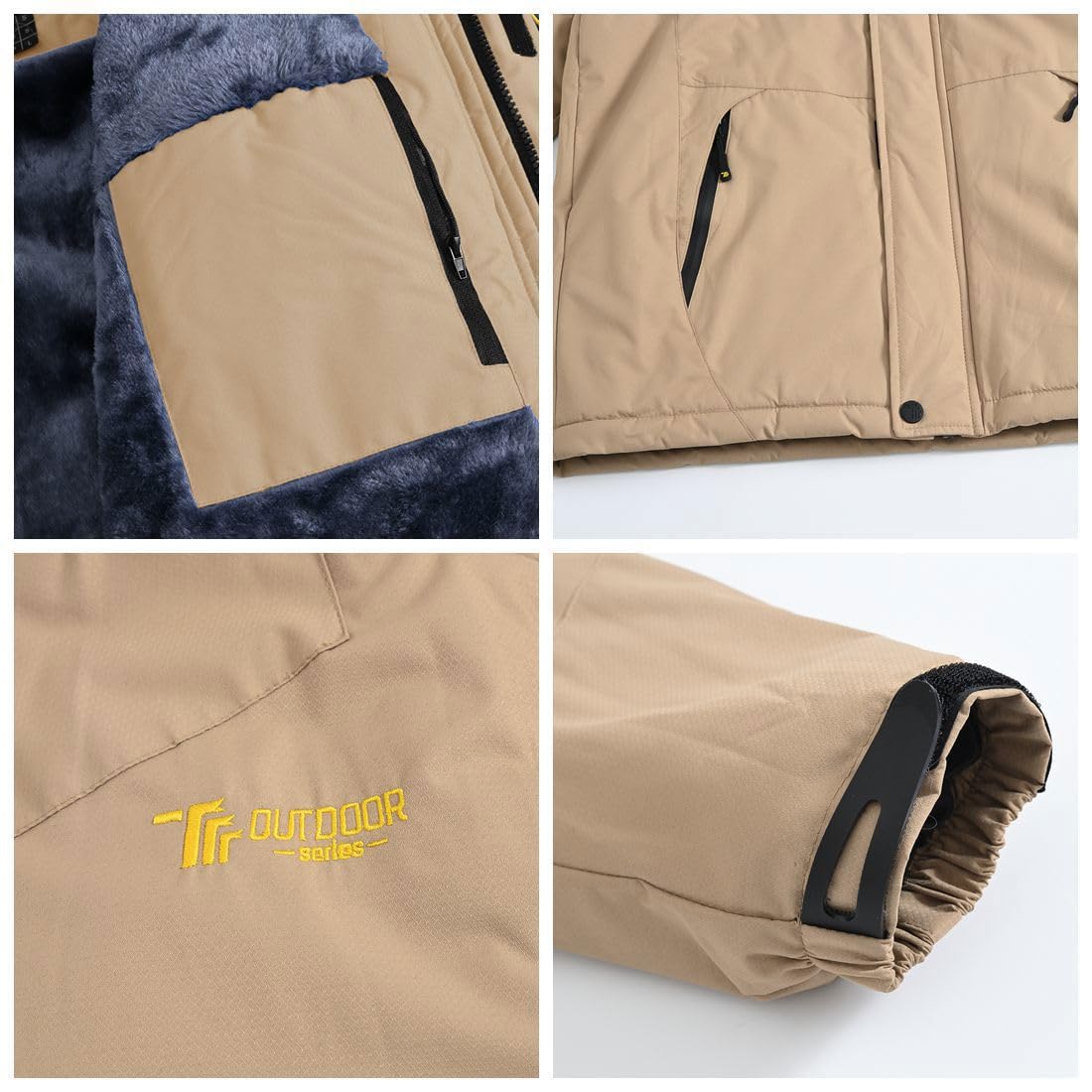 YSENTO Chaqueta de esquí para hombre, chaqueta de invierno, chaqueta softshelljack, impermeable, forro cálido, chaqueta funcional con capucha desmontable