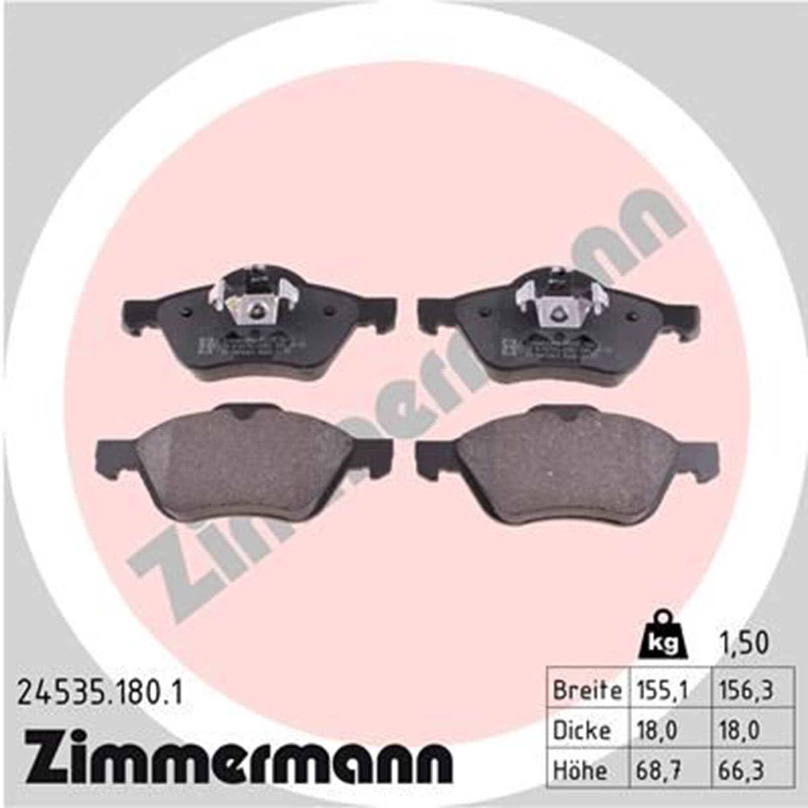 Zimmermann 24535.180.1 Serie Pastillas freno, Delantero, incluye placa smorzante