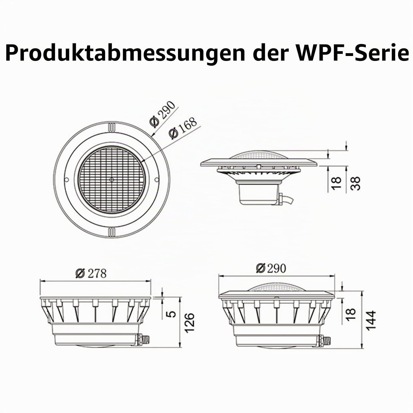 PAR56 Pool eingebettet Nische wasserdichtes Gehäuse, IP68 wasserdicht ABS/Edelstahl Material Unterwasser-Einbauleuchte ohne PAR56 Lampe (Color : Vinyl)