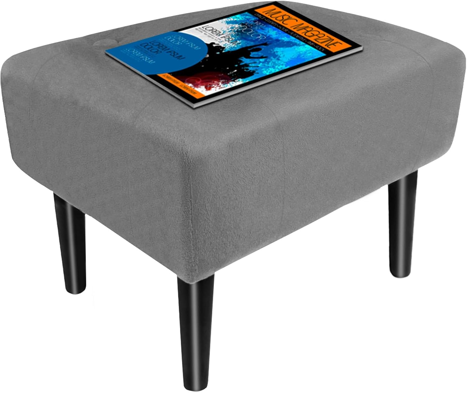 AmasSmile Footstool Ottoman,Velvet Soft Footrest Ottoman with Wood Legs,Sofa