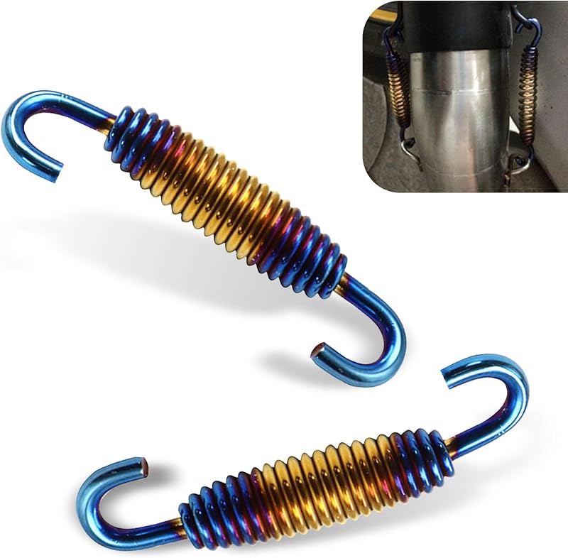 Motorcycle Exhaust Muffler Spring, 40 mm-60 mm Extended Range Stainless Steel Spring Hooks Exhaust Reinforced Spring Hook, Universal for Riding Motorcycles, Scooters, ATVs (Multicolored Blue)