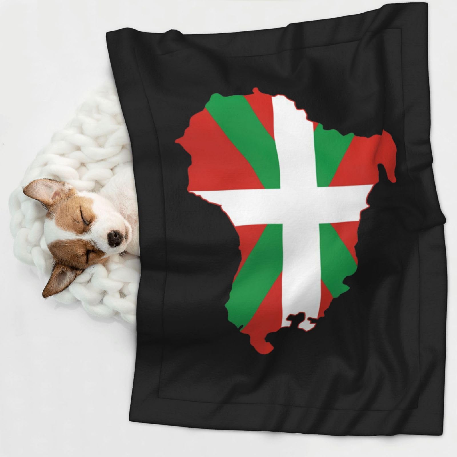 Basque Flag Map Soft and Cozy Pet Blanket for Dogs and Cats - Versatile and Comfortable Medium
