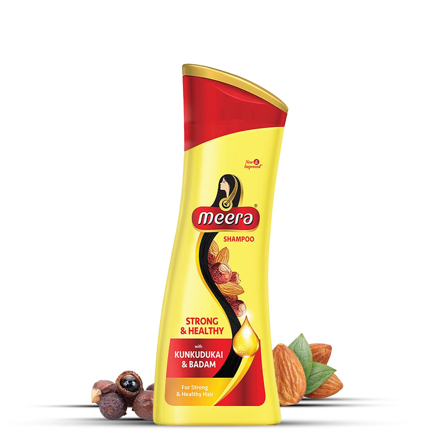 Meera Strong & Healthy Shampoo With Kunkudukai & Badam, 180 ml