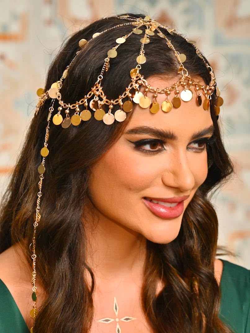 Fashband Gold Sequin Headband with Tassel Headwear Hair Accessories for Women
