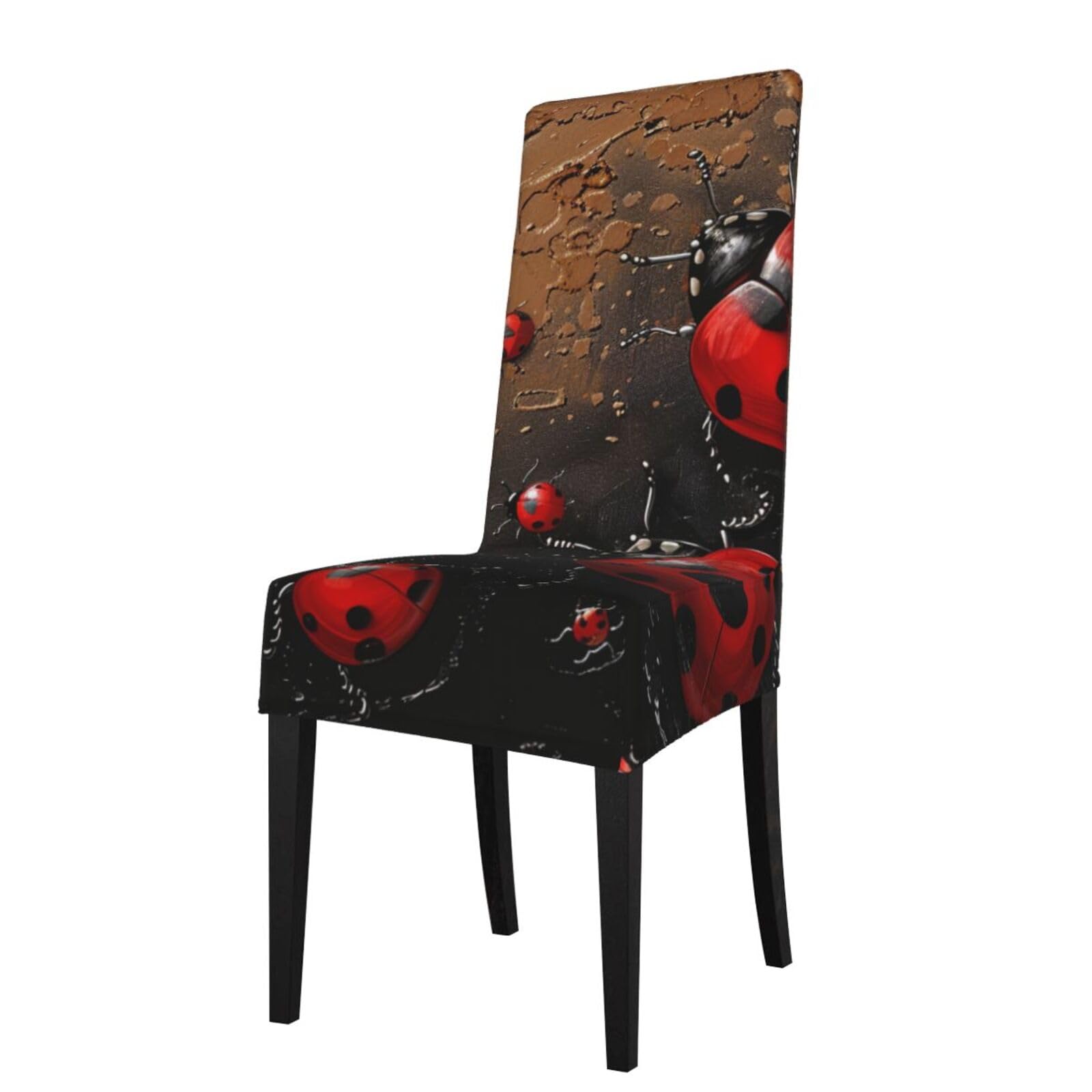 WPKJU Art Ladybug Tracks Print Dining Chair Covers Removable Chair Seat Covers Decorative for Kitchen & Bar Stools