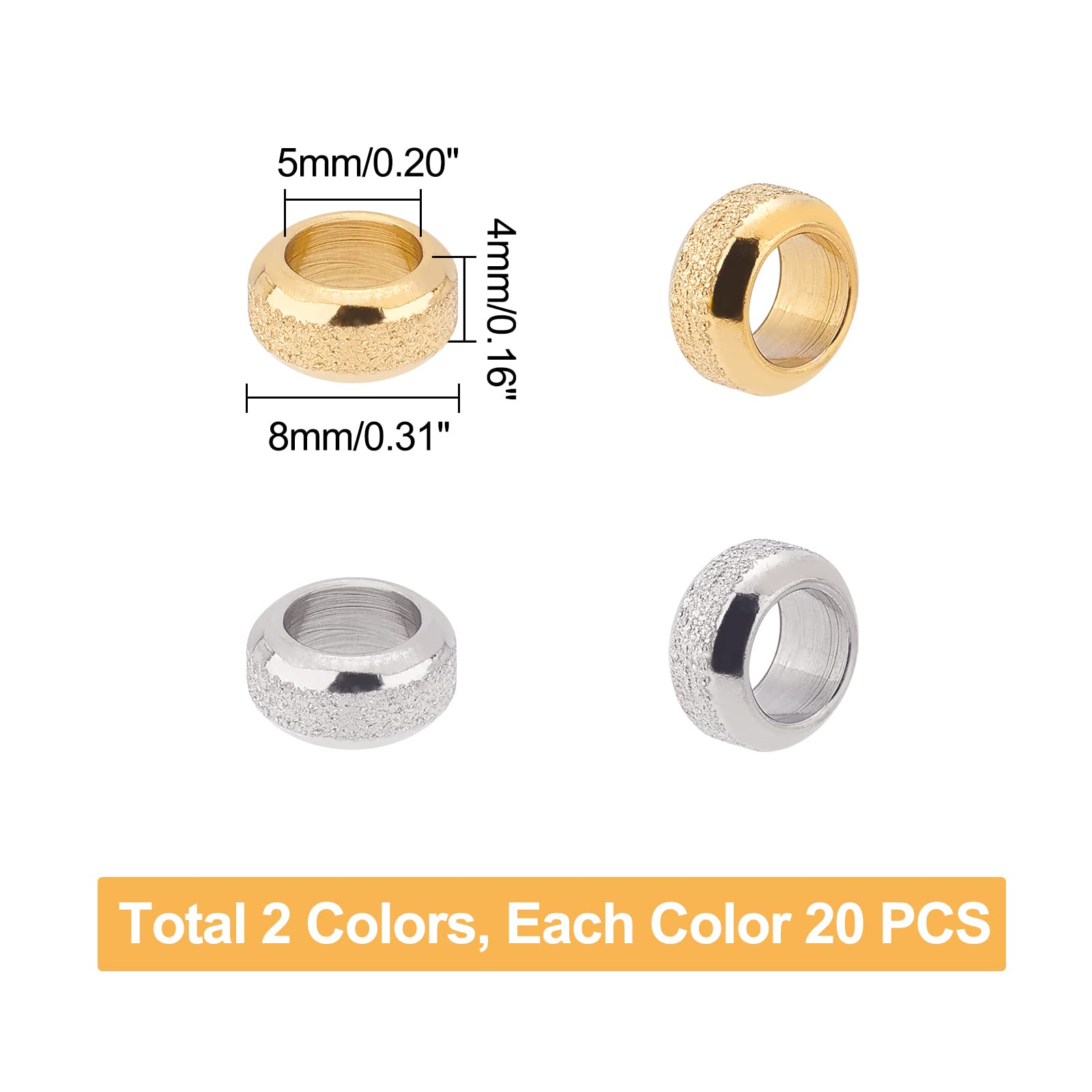 10 Stück Edelstahl Rondellen – Großes Loch (10,5x8,5 Mm), Europäische Perlen