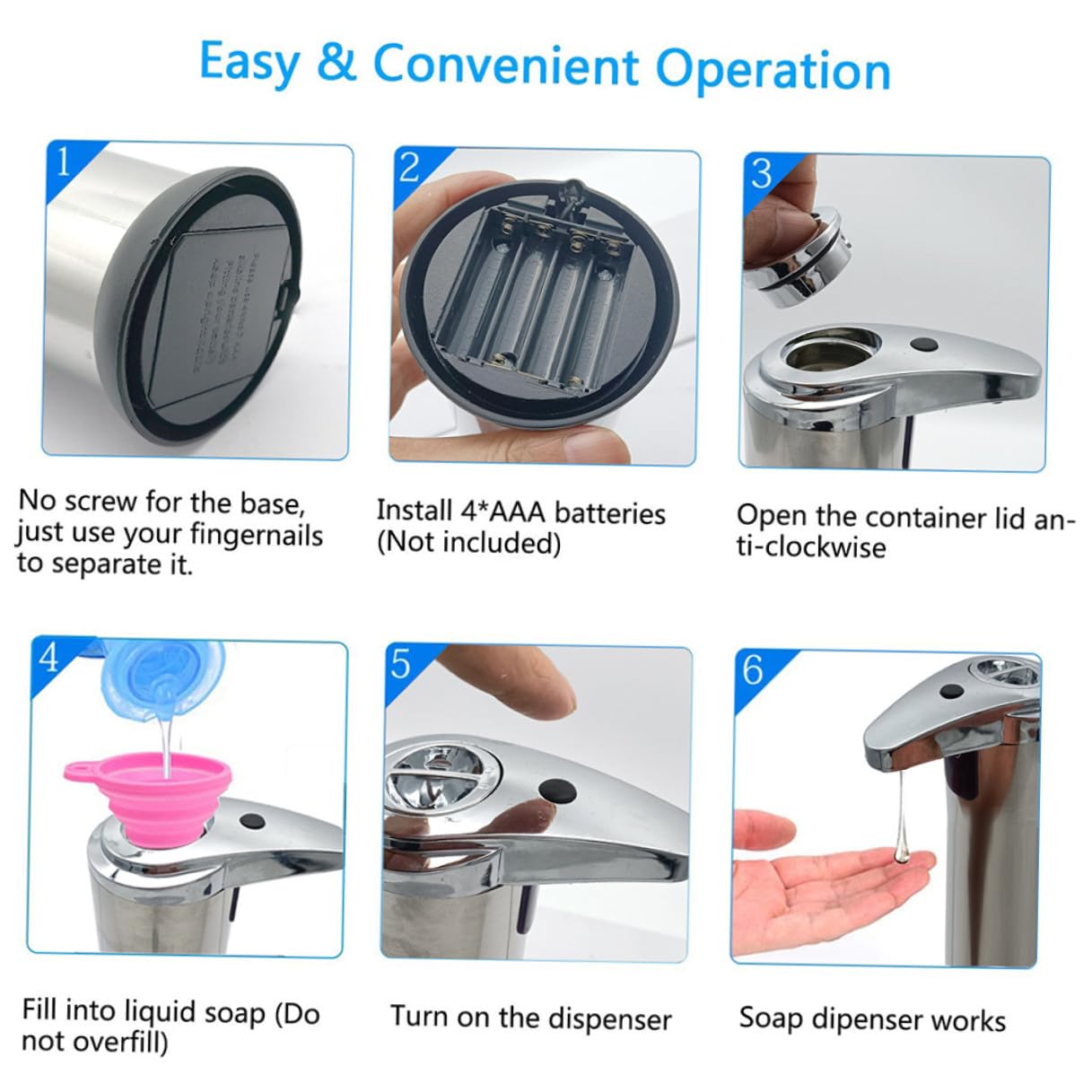 Dispensador de Jabón sin Contacto 250ml de Acero Inoxidable