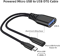 Vista 2 de AreMe 2 Pack OTG Cable Adapter for Fire TV Stick 4K, Powered Micro USB to USB OTG Cable for Android Phone Tablet and More Host Devices with Micro