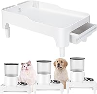 BEBOBLY Adjustable Elevated Cat Feeder Stand for Automatic Feeders, 3.6-5.1in Height, Anti-Slip, Treat Drawer