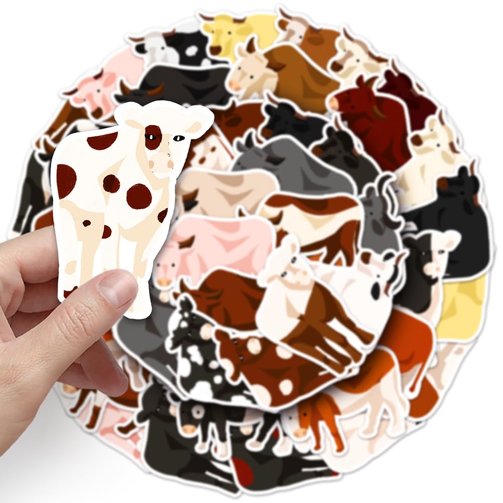 Funny Cattle Vinyl Stickers, 50 PCS Waterproof Flat Animal Decals for Laptops Scrapbooking, Journals, Notebooks - Image 4