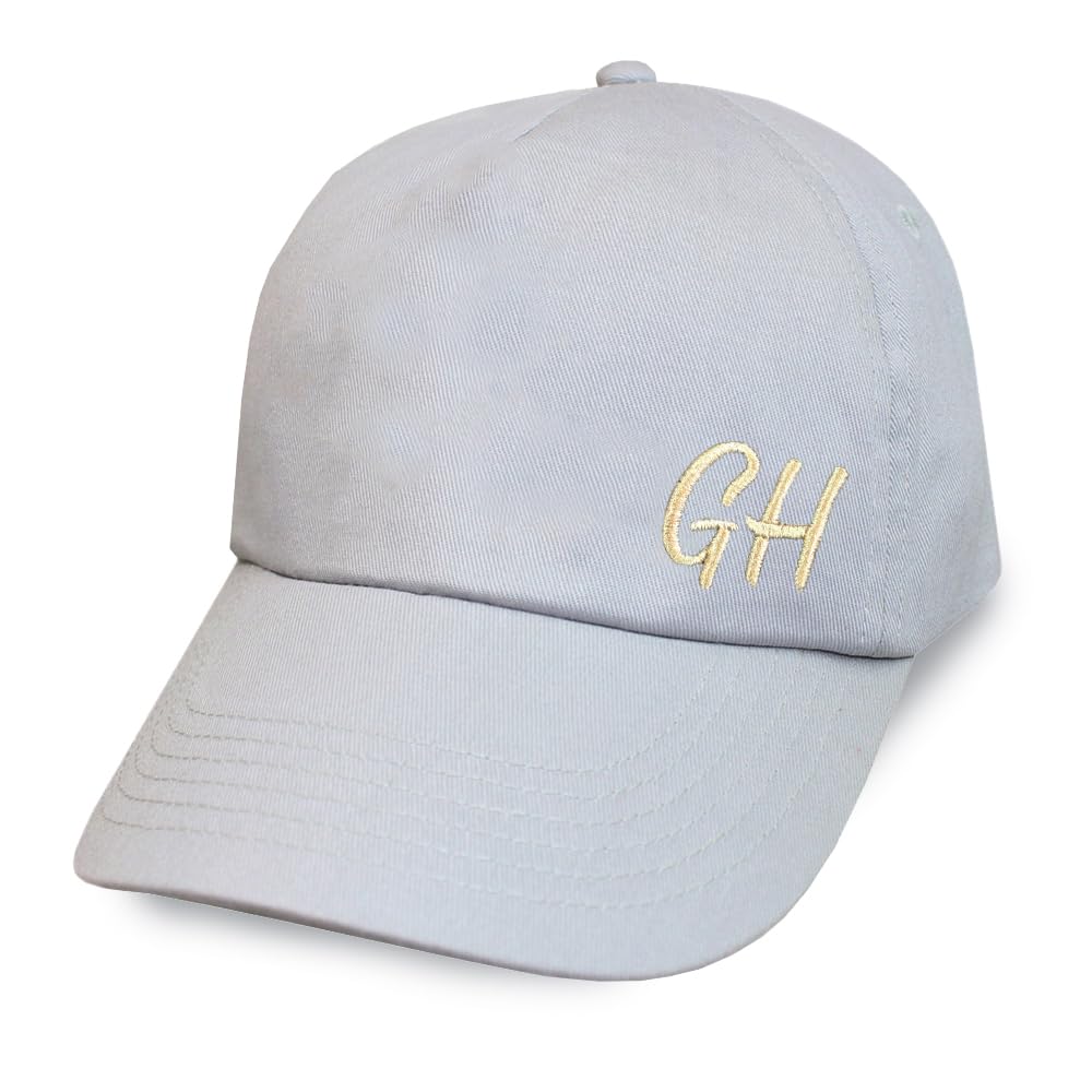 Teddyt's Women's Ash Grey Personalised Initial Baseball Cap Summer Hat (Cotton, )