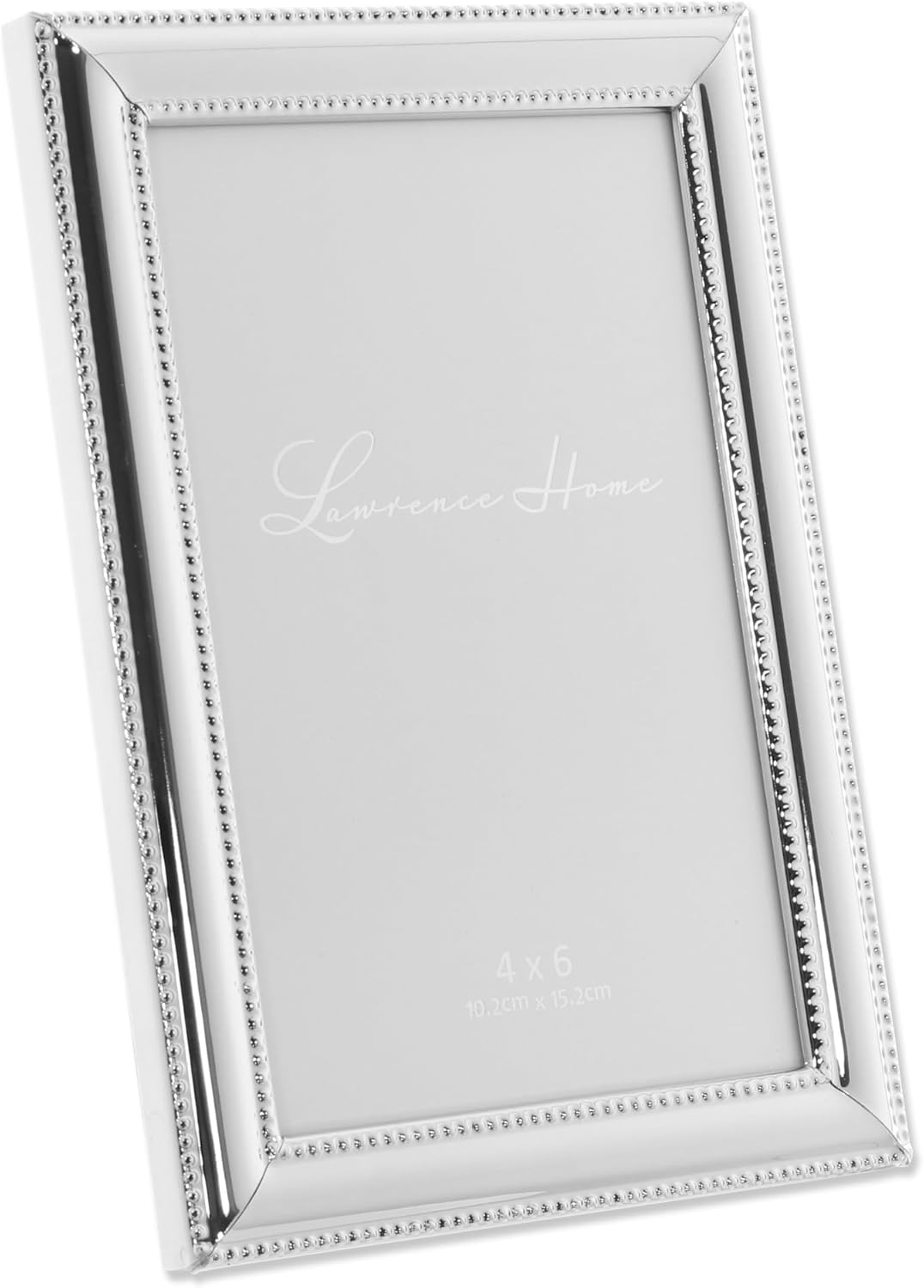 Lawrence Frames 510746 4x6 Metal Picture Frame Silver-Plate with Delicate Beading - Image 2