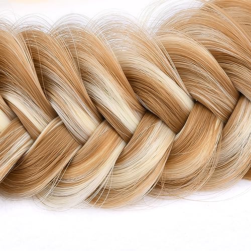 BOBIYA Messy Wide 2 Strand Synthetic Hair Braided Headband Classic Chunky Plaited Hair Headband (Highlighted Ginger Brown) - Image 2