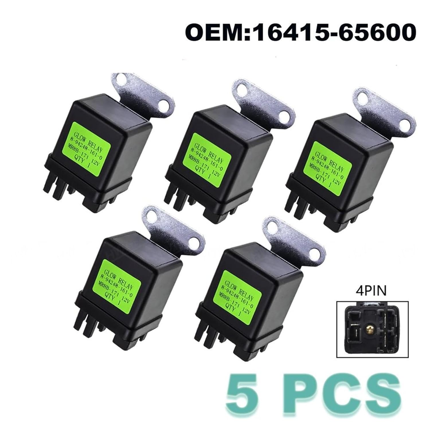 1/5/10 Pcs for D722 D902 D905 D1105 V3300 L2900DT SVL75-2 L4200F-C Glow Plug Relay 16415-65600 89424-81610 16415 65600(5 PCS)