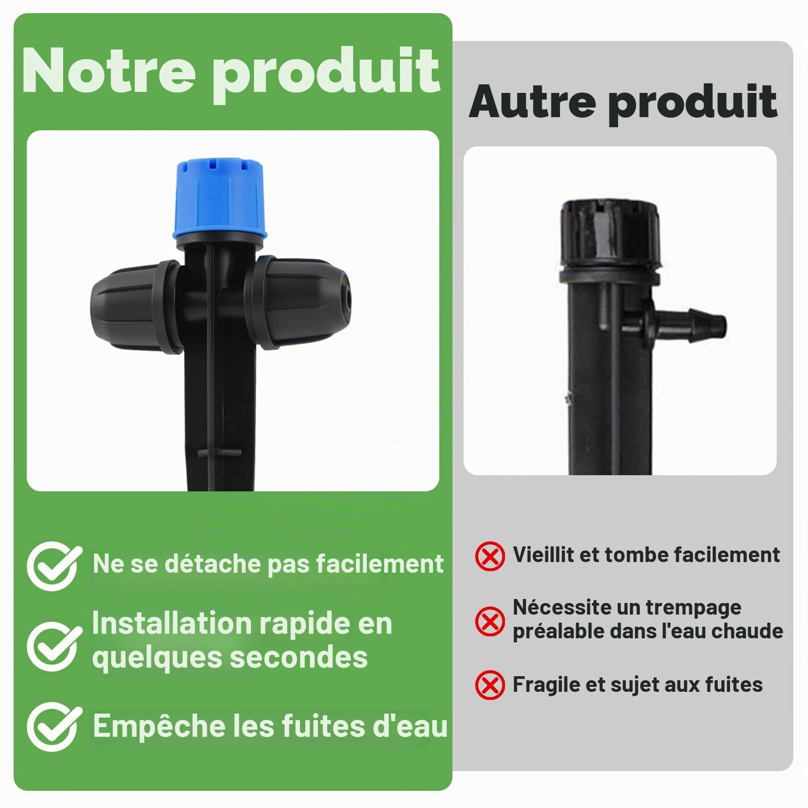 Kalolary Lot de 35 émetteurs d'irrigation goutte à goutte, 2 formes, pièces de pulvérisateur d'irrigation goutte à goutte verrouillées pour tube de 6,35 mm, réglable à 360 degrés, 8 trous avec verrou