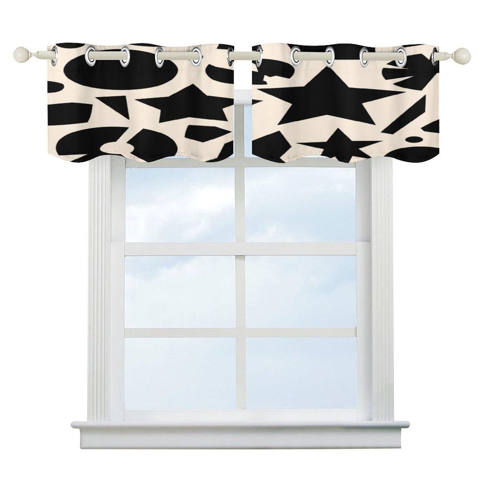 Fekiloot Style Geometry Short Curtains Valance Curtain