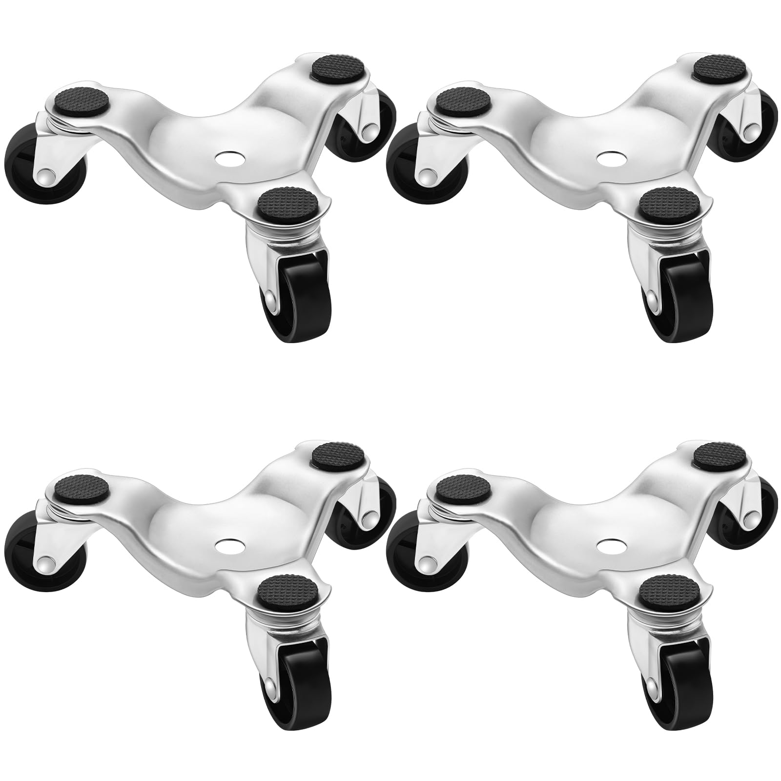 Timtin 4 Pcs Furniture Moving Dolly Set, 3 Wheel Steel Tri Dolly Heavy Duty Movers Mobile Rollers, Triangle Swivel Caster Easy Moving Tool for Home Furniture, Appliance, 6 Inch, 200 lbs Capacity