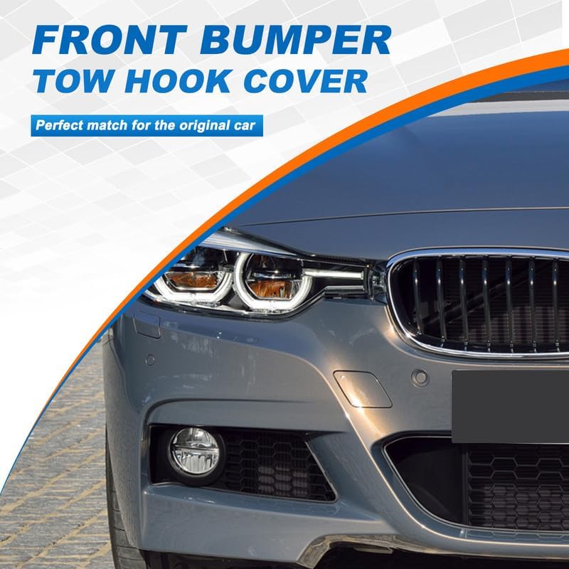 Car Front Bumper Tow Hook Cover Cap Towing Eye Fit For BMW 3 Series F30 M-Sport 320i 325d 328i 330d 330e 330i 340i 335i 2013-2018 51118056606 51118067961 Trailer cover (Black, Right Passenger Side)