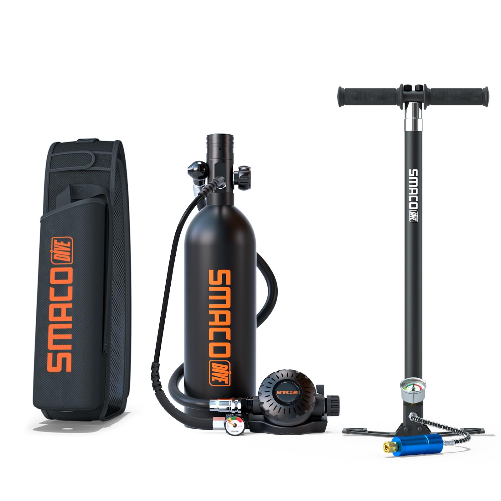 SMACOScuba Tank with 1L Capacity Mini Scuba Tank Support About 15 Minutes Underwater Breathing Devices Diving Oxygen Tanks Scuba Cylinder for Underwater Sightseeing/Underwater Work/Backup Cylinder
