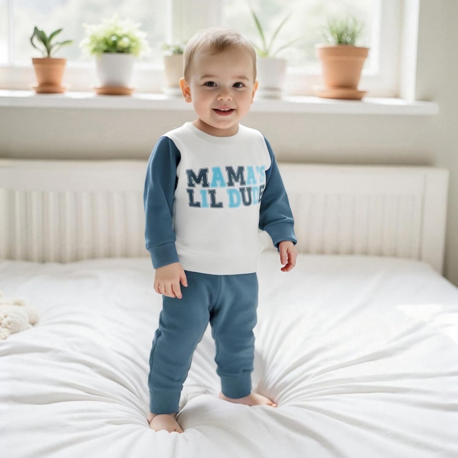 Toddler Baby Boy Fall Winter Clothes Daddys/Mamas Lil Dude Long Sleeve Sweatshirt Jogger Pants Set Cute Outfits - Image 3