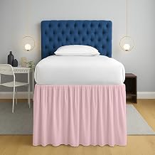SLEEP-NEST Twin XL Dorm Bed Skirt - 38 Extra Long Drop, Platform Style - Dust Ruffle Bed Skirt, Wrinkle-Resistant, Hidden Storage Solution, Easy Fit for College Dorm Beds - Pink