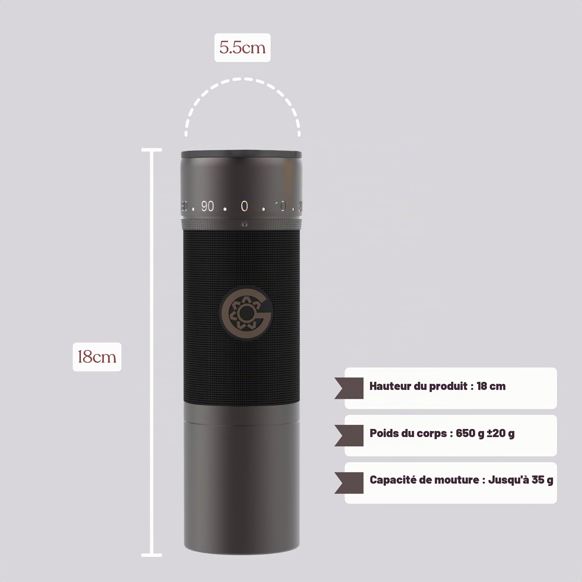 KINGrinder K7 Moulin à café manuel avec poignée incurvée, récipient magnétique et clip de poudre, broyeur conique professionnel 7 pans en acier inoxydable, capacité de 30 à 35 g