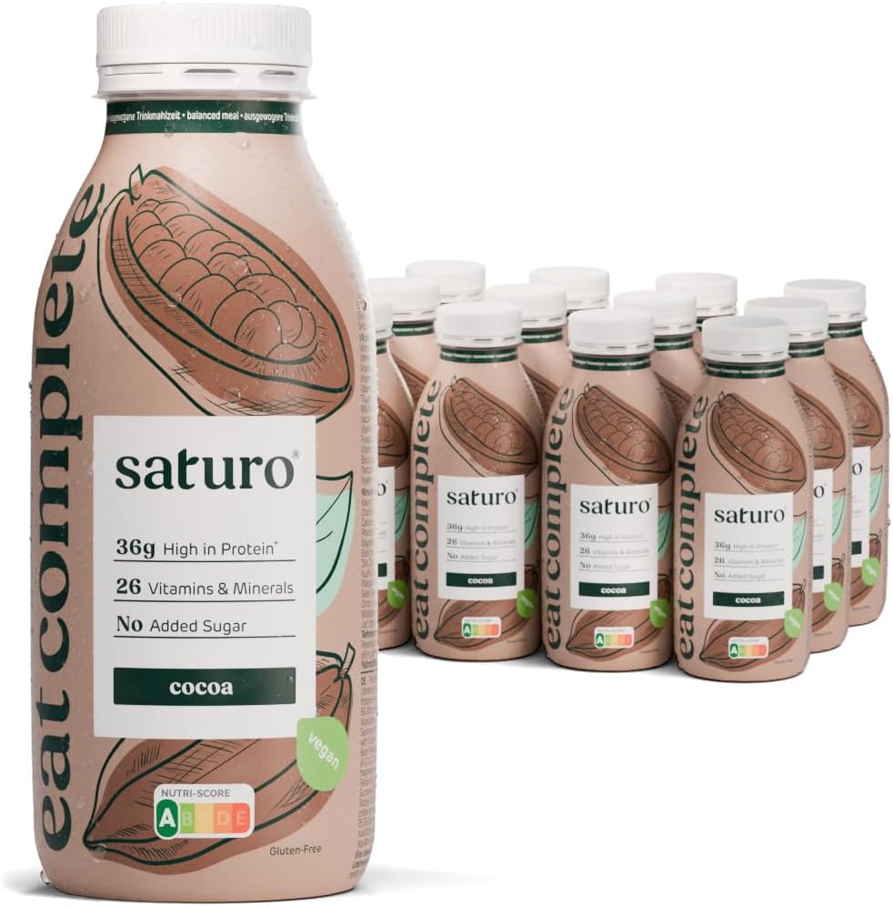 Saturo Meal Replacement Shake Cococa | 36 g Protein, sugar-free, 400 kcal | Drinkable Food with Valuable Nutrients | 12 x 400 ml