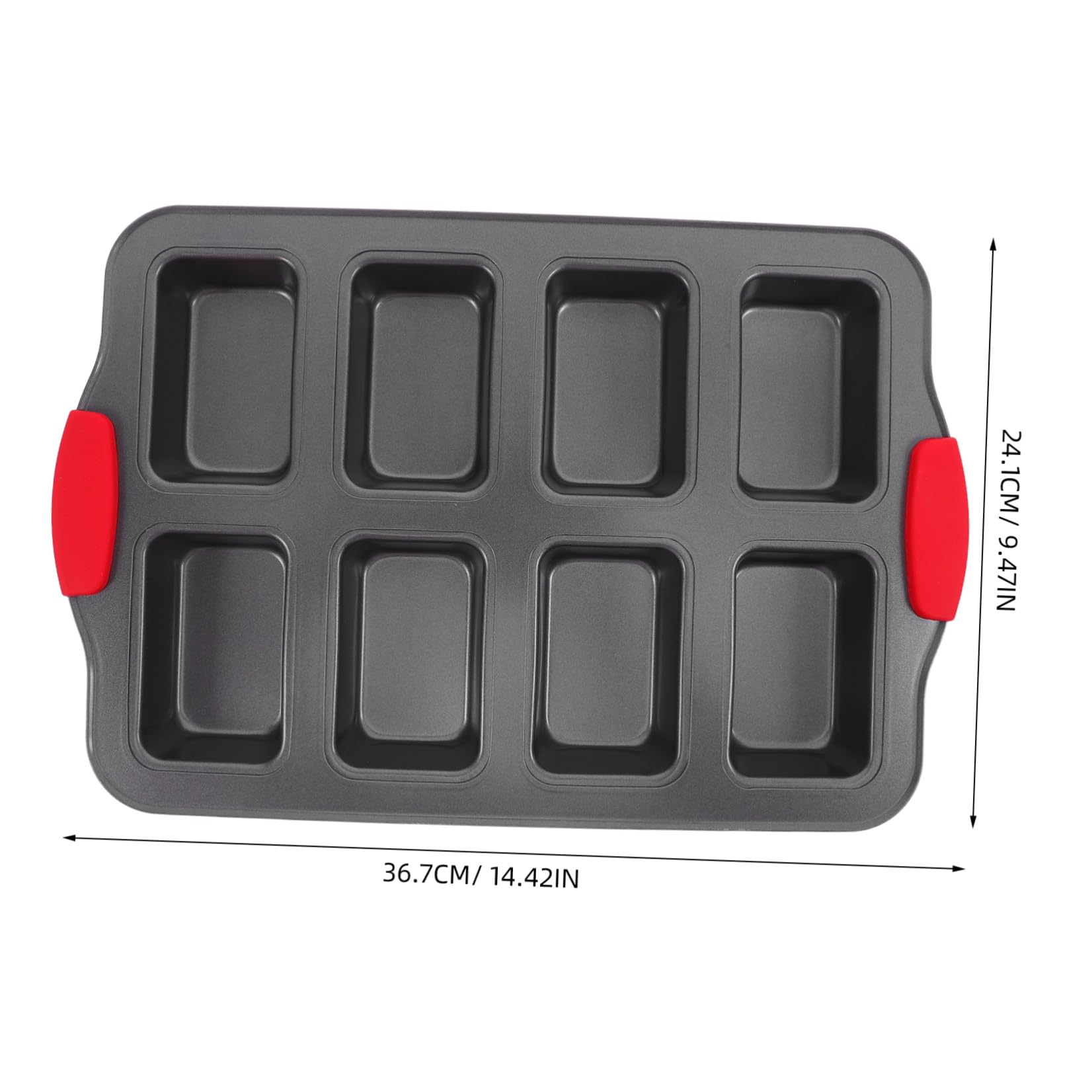 Teglia Rettangolare per Muffin in Acciaio Inox 8 Cavità Antiaderenti Manico Resistente al Calore per Cottura di Mini Torte e Pane