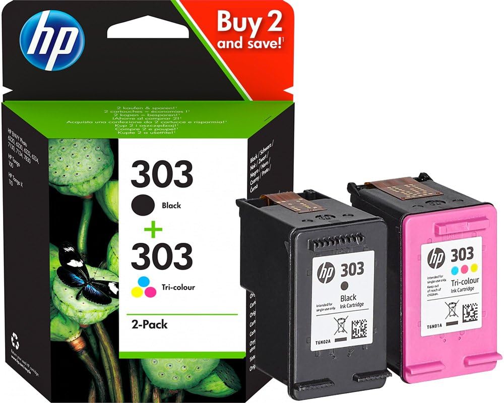 HP 303 cartucce d'inchiostro nero + colore per Envy Photo 6220 6230 6232 6234 7120 7130 7134 7164 7820 7822 7830 7855 7858 Envy Inspire 7220e 7221e 7222 4e 7255e 7920e 7921e 7924e 7925e 7955e 7958e
