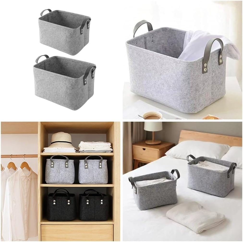 2 Pack Felt Clothes Storage Bags for Easy Transport Laundry Hamper with Handles