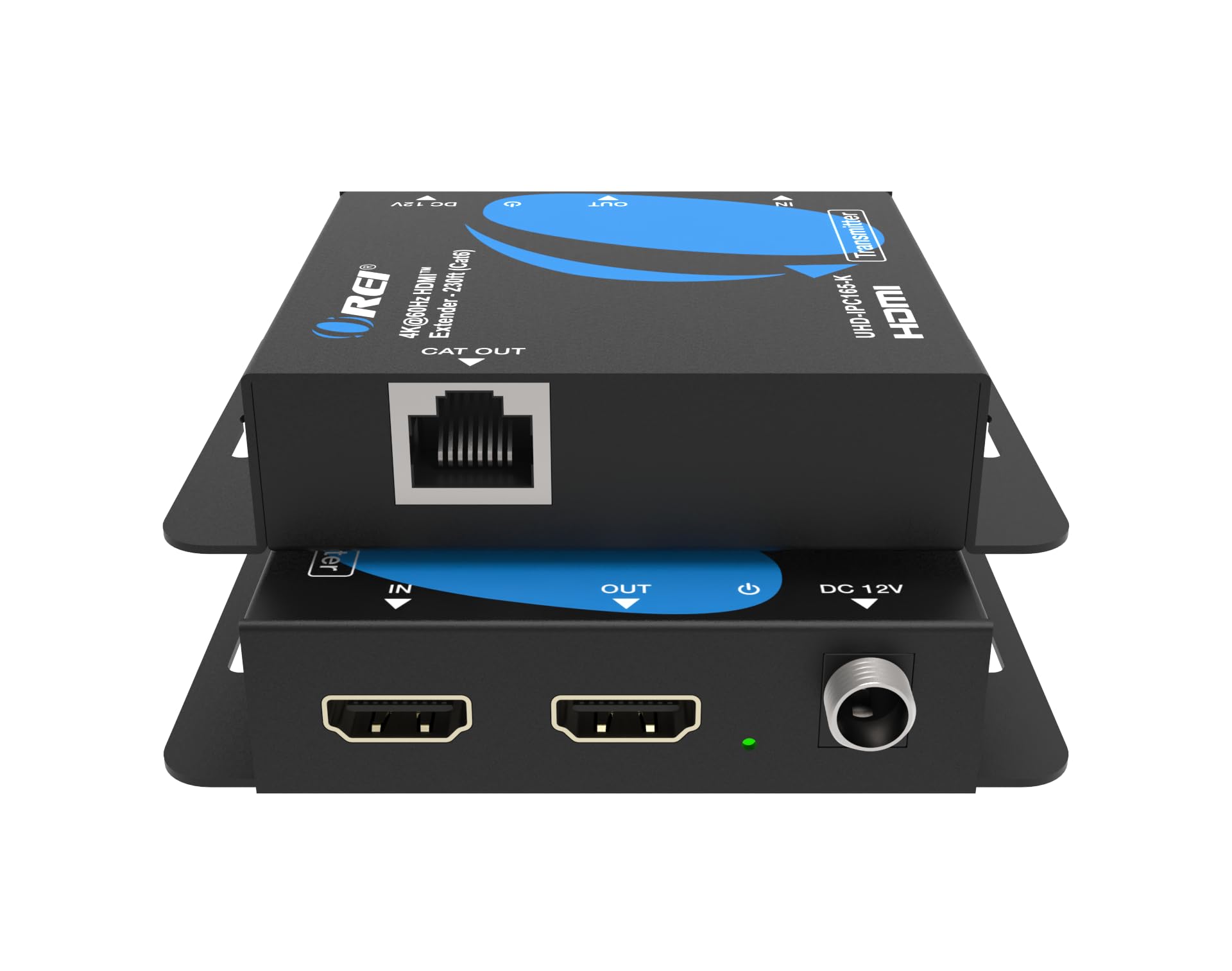 OREI 4K HDMI Extender Balun UltraHD 4K @ 60Hz 4:4:4 Over Single CAT6/7 Cable with HDR & IR Control-Ethernet Up to 165 ft- Power Over Cable (UHD-IPC165-K)