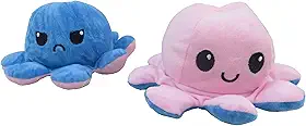 Polvo Pelucia do Humor Bipolar Bravo e Feliz Bicolor Brinquedo Reversível