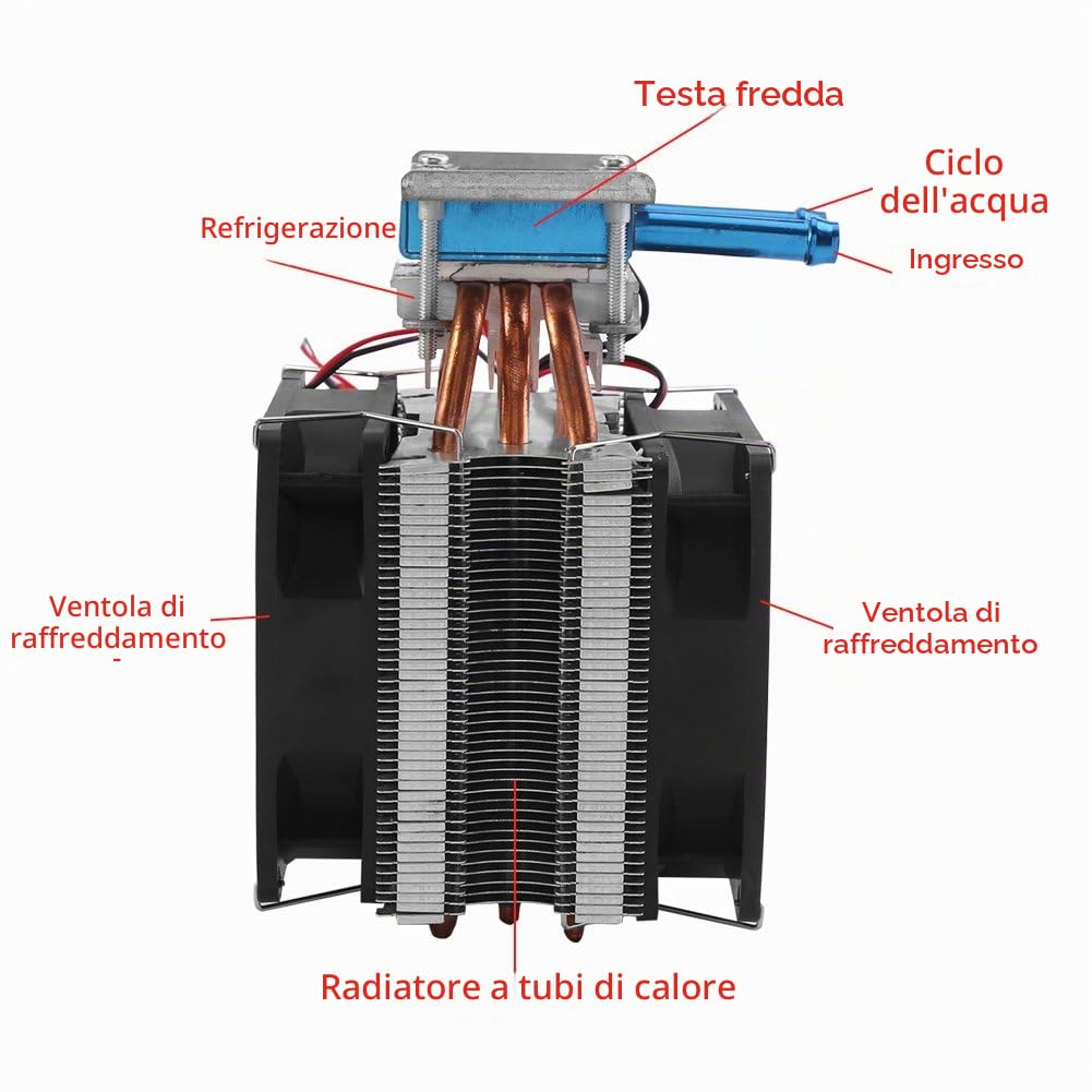 Hilitand Raffreddamento termoelettrico 12V Peltier Semiconductor Refrigerazione Dispositivo di Raffreddamento ad Acqua per di Raffreddamento ad Acqua con Ventola