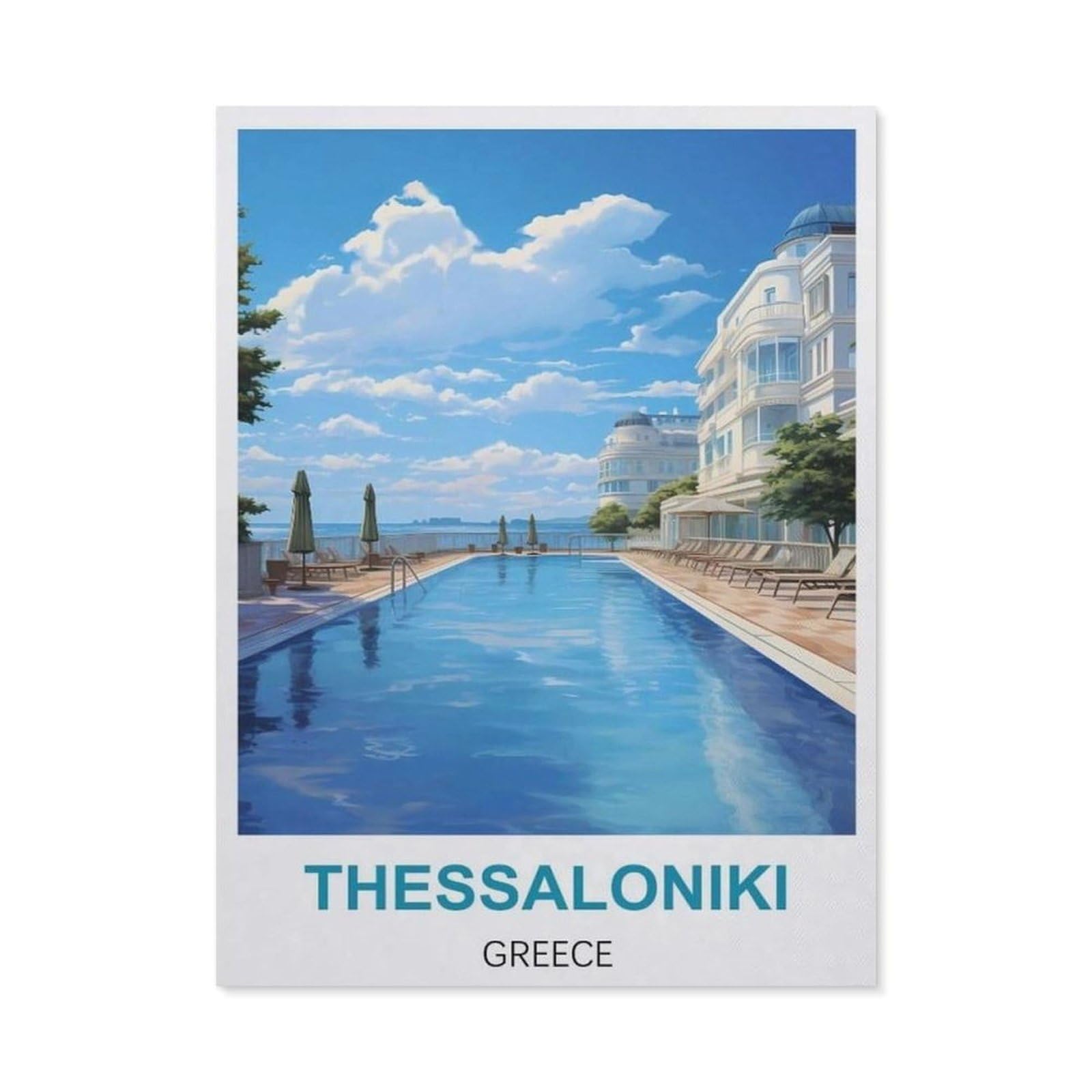 BEAYODKP Diamond Painting Kits for Adults and Kids，Thessaloniki Greece Vintage Travel Poster，Full Drill Round Rhinestone Paint with Diamonds（50 x 60 cm/19.68 x 23.62 inches）-CA72